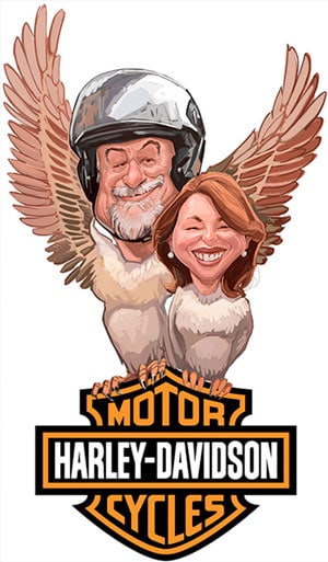 Caricatura Digital de Motoqueiro Harleyro