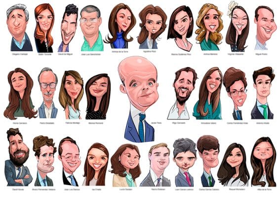  Orla con caricaturas. Compañeros de trabajo