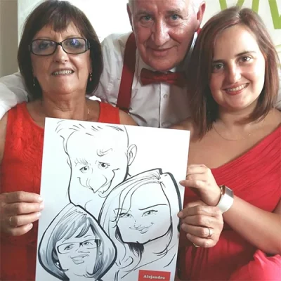 Caricaturas de familia para boda en Sevilla.